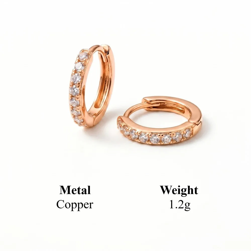 Brinco de Arco Huggie em Pave - Ouro 18k