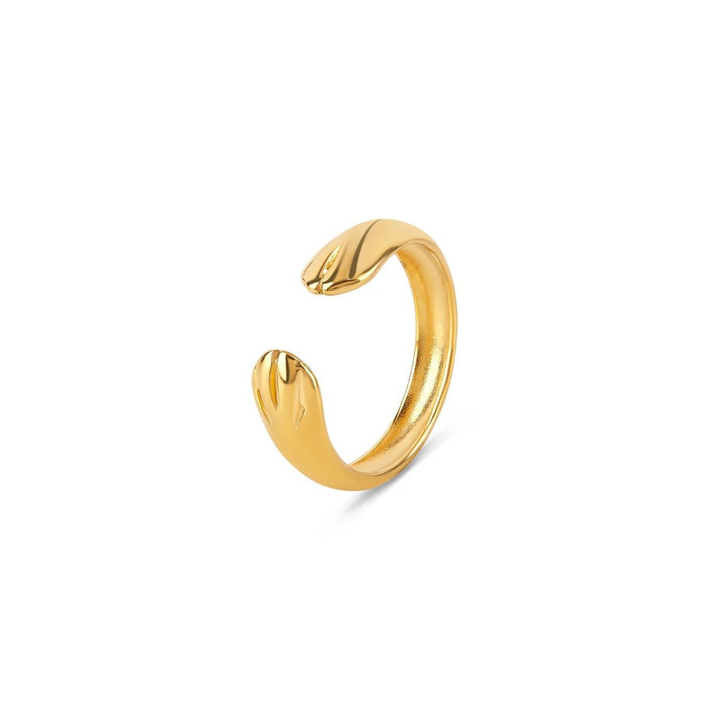 Anel Abraço Ajustável Banhado em Ouro 18K
