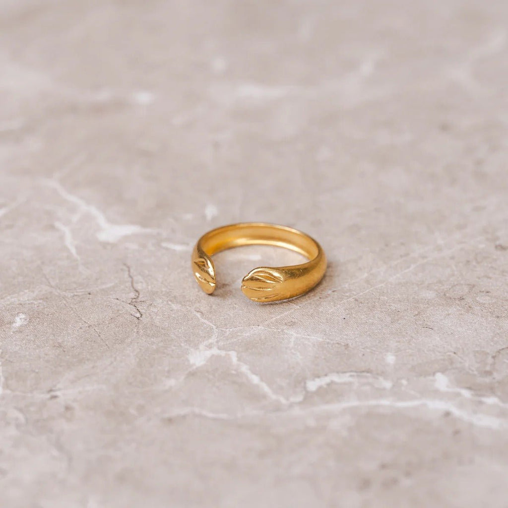Anel Abraço Ajustável Banhado em Ouro 18K