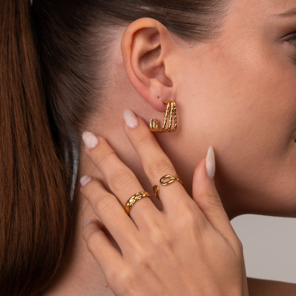 Brinco Argola Quadrado Banhado em Ouro 18k