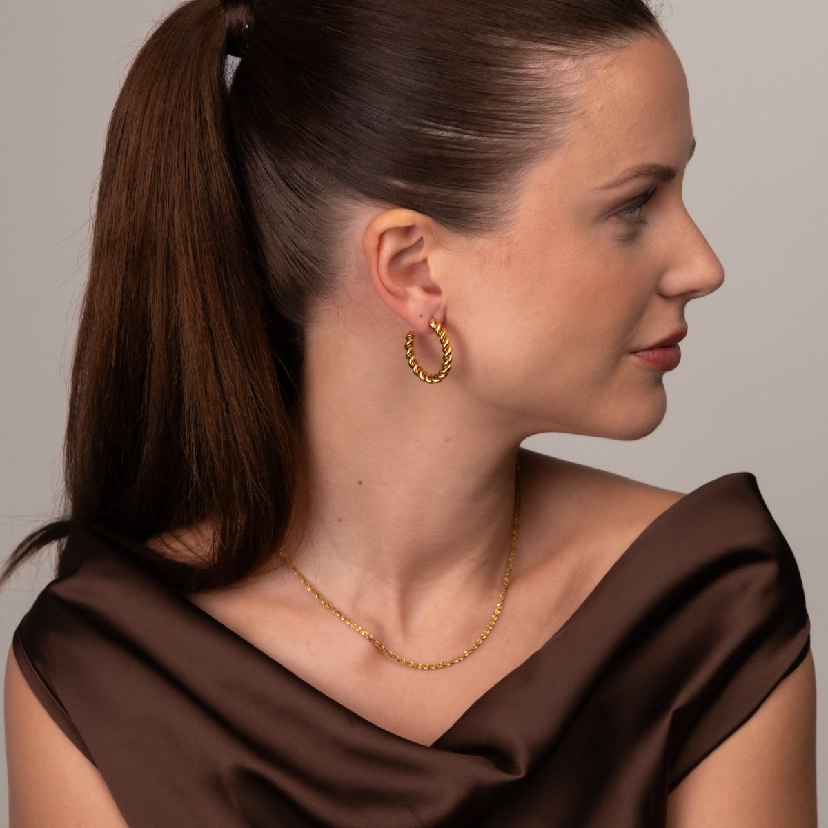 Brinco Argola Twist Banhado em Ouro 18K