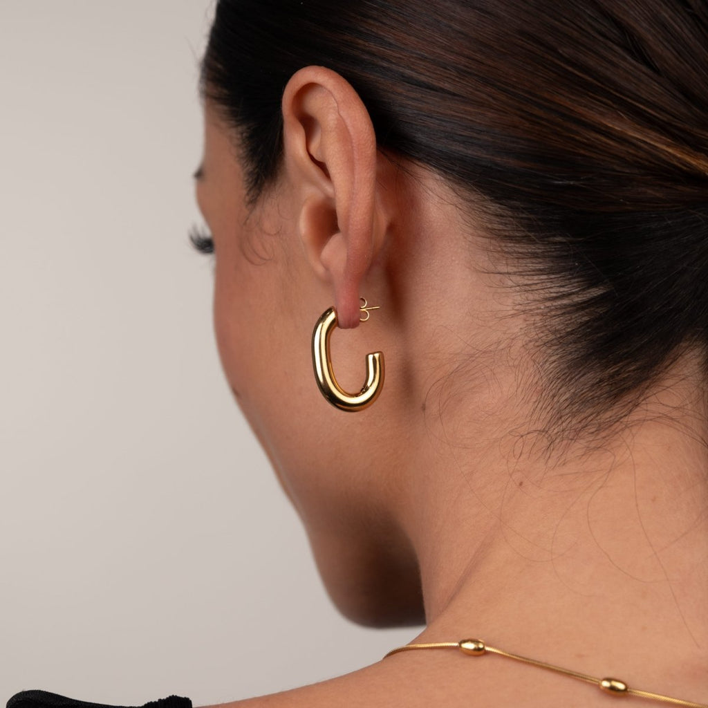 Brinco de Argola Isabella Malha Banhado em Ouro 18K