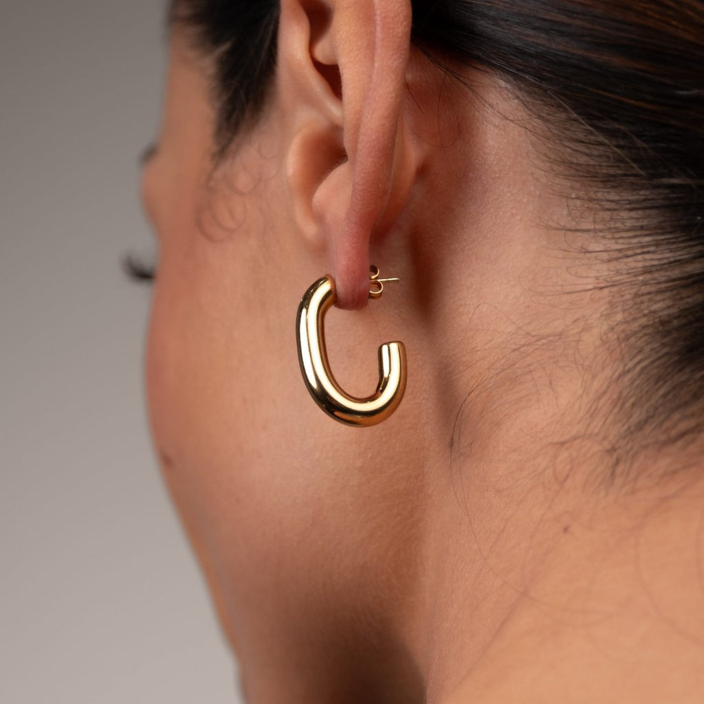 Brinco de Argola Isabella Malha Banhado em Ouro 18K