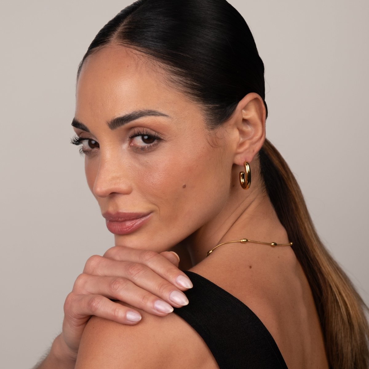 Brinco de Argola Isabella Malha Banhado em Ouro 18K