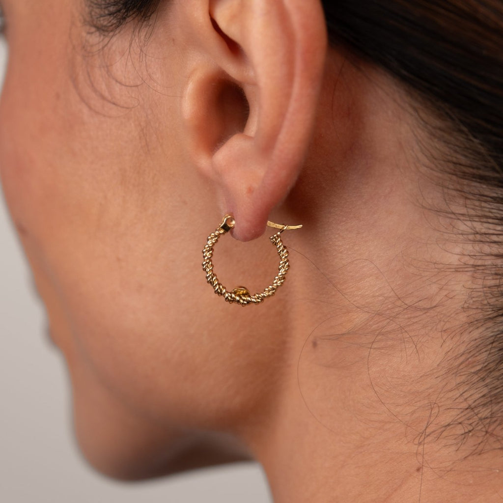 Brinco de Argola Textura Banhado em Ouro 18K