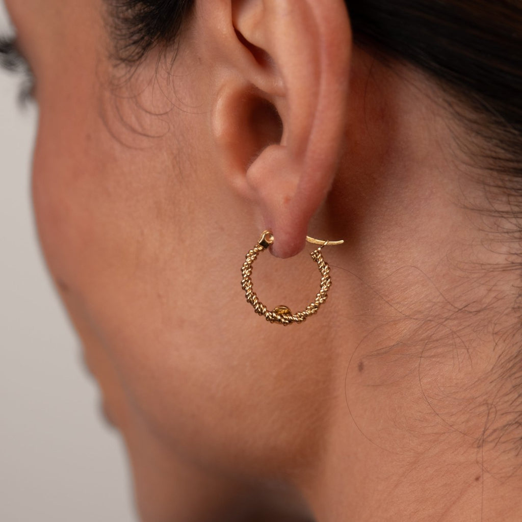 Brinco de Argola Textura Banhado em Ouro 18K