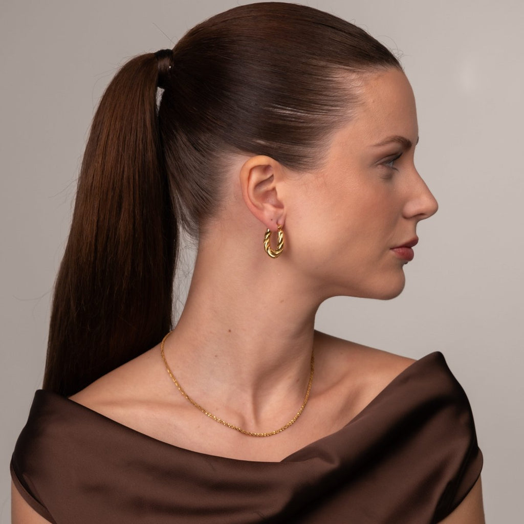 Brinco de Argola Torcido Banhado em Ouro 18K