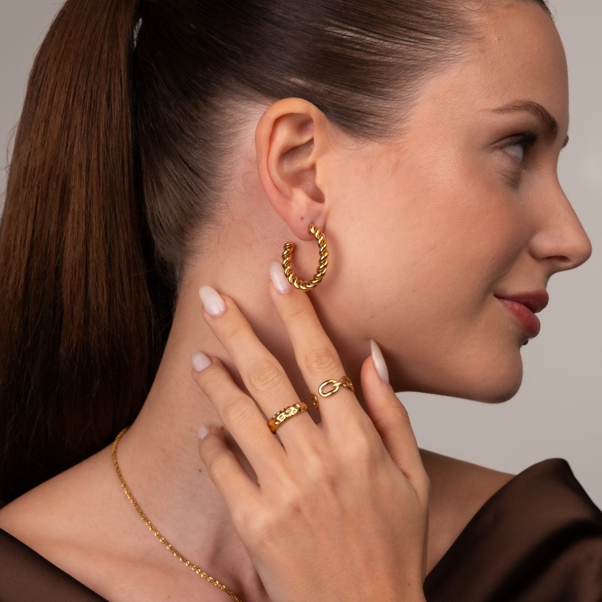 Brinco Twist Banhado em Ouro 18k