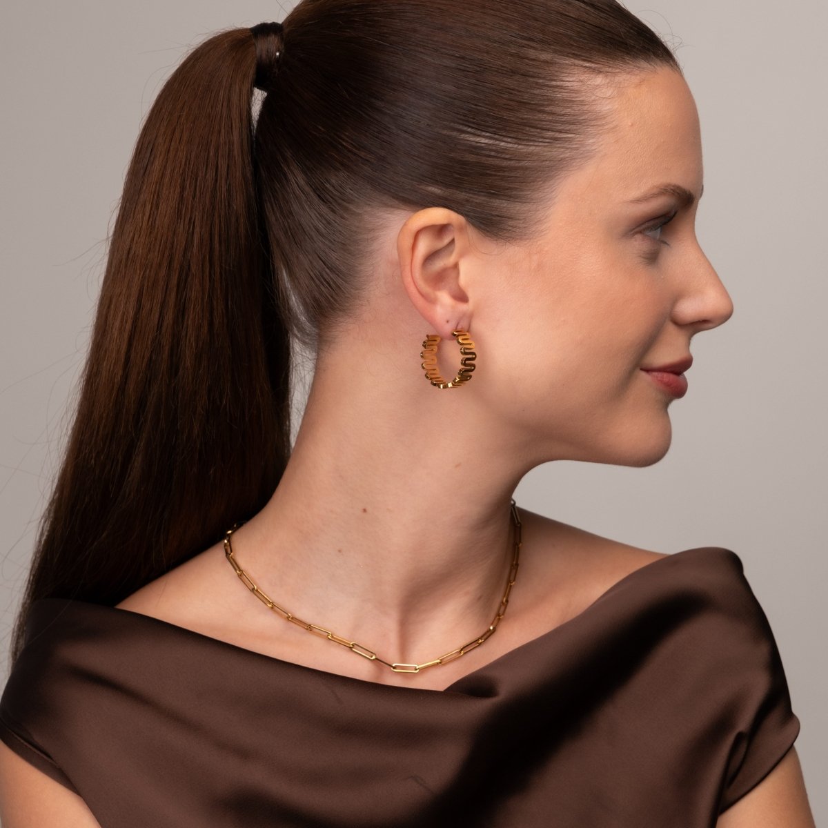 Brinco Zig Zag Banhado em Ouro 18k