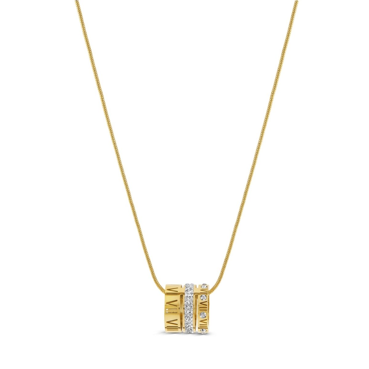 Colar Aro Triplo Algarismo Romano Banhado em Ouro 18k