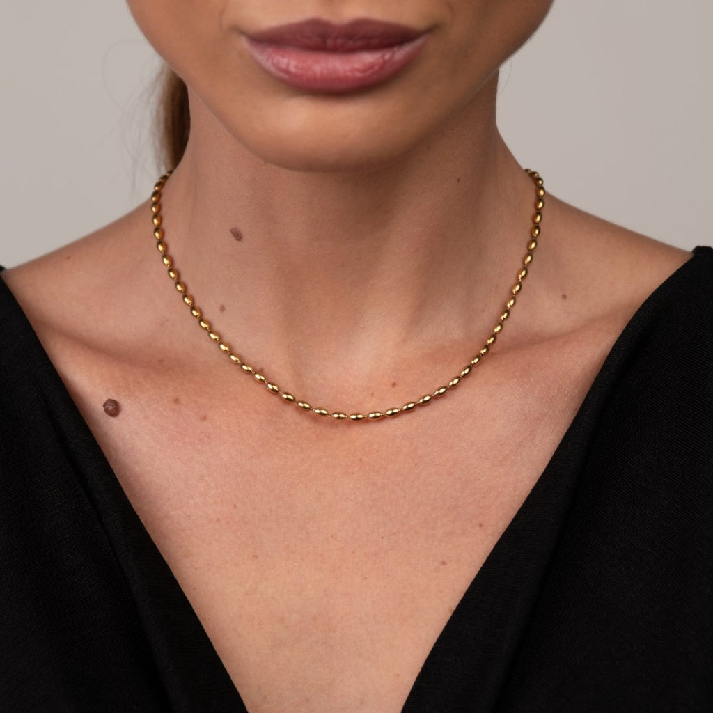 Colar Corrente Esferas Banhado em Ouro 18K