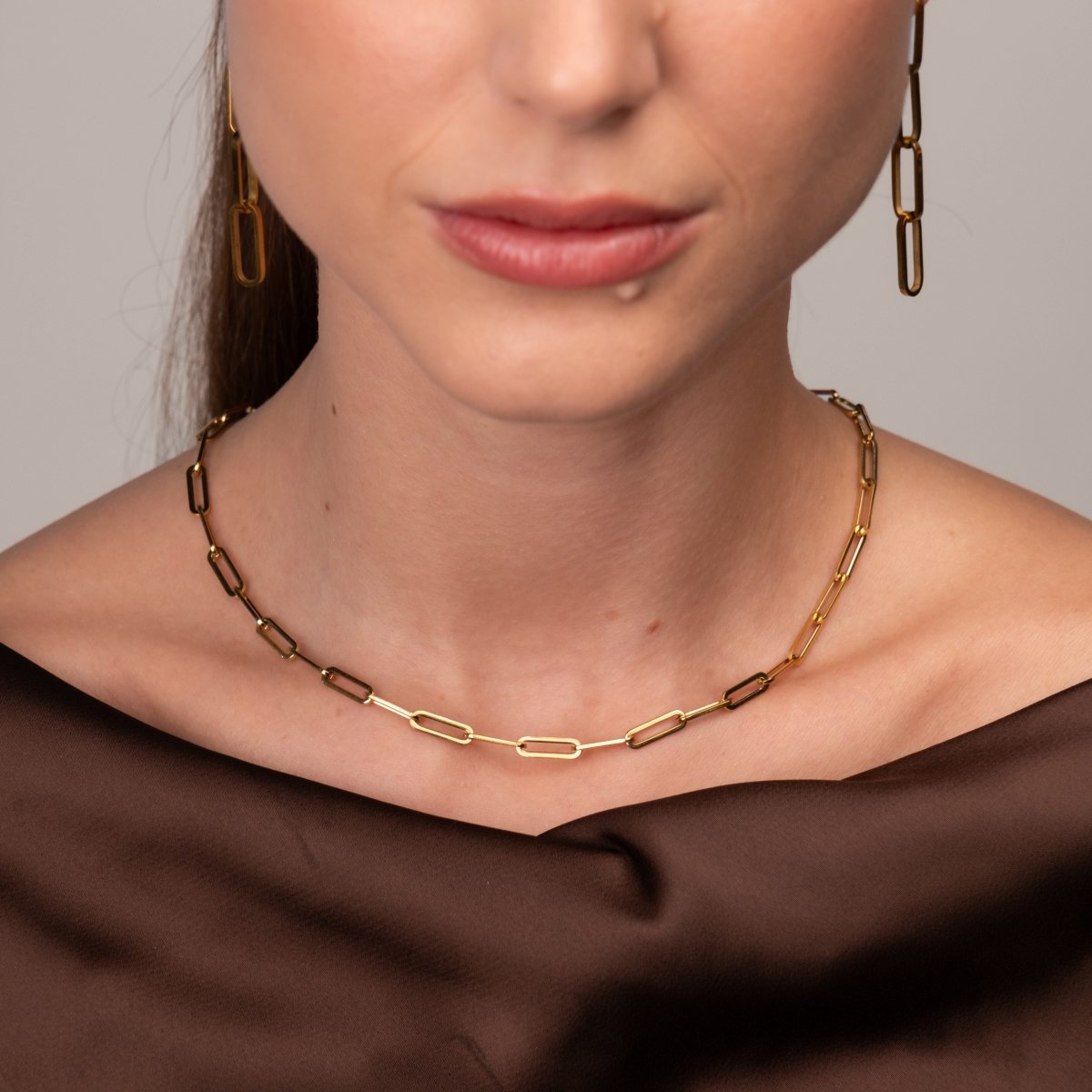 Colar Elos Celina Corrente Banhado em Ouro 18K
