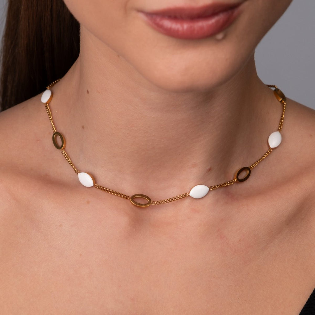 Colar Pingente Oval Angellica Banhado em Ouro 18K