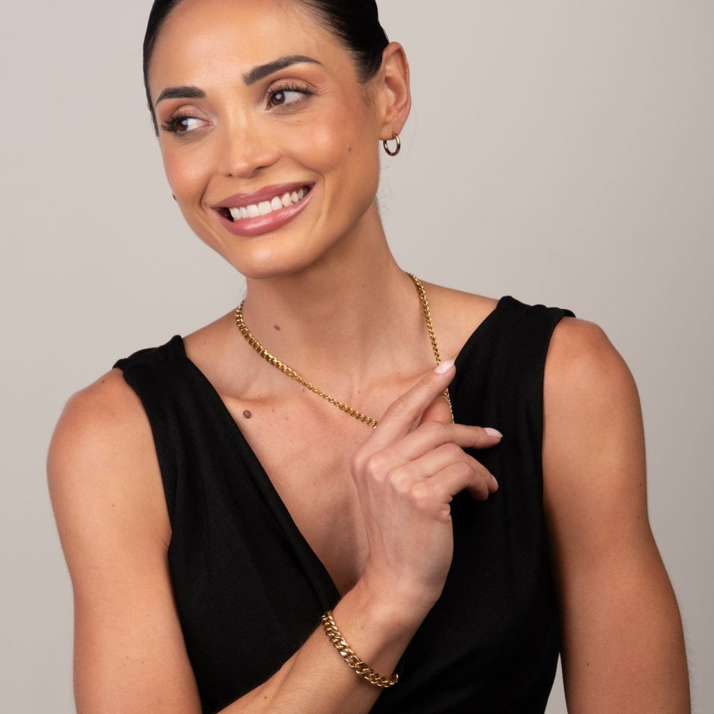 Colar Selenza Corrente Cubana Banhado em Ouro 18K