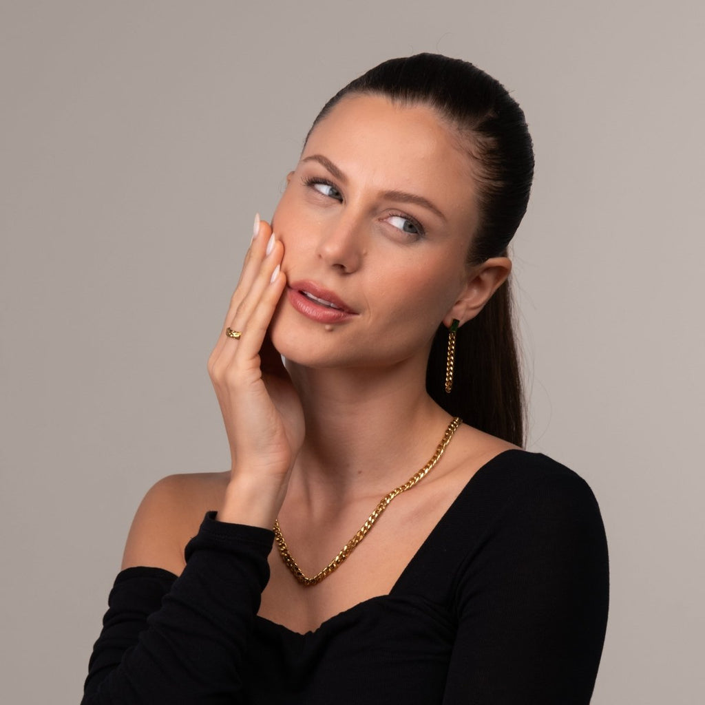 Colar Selenza Corrente Cubana Banhado em Ouro 18K