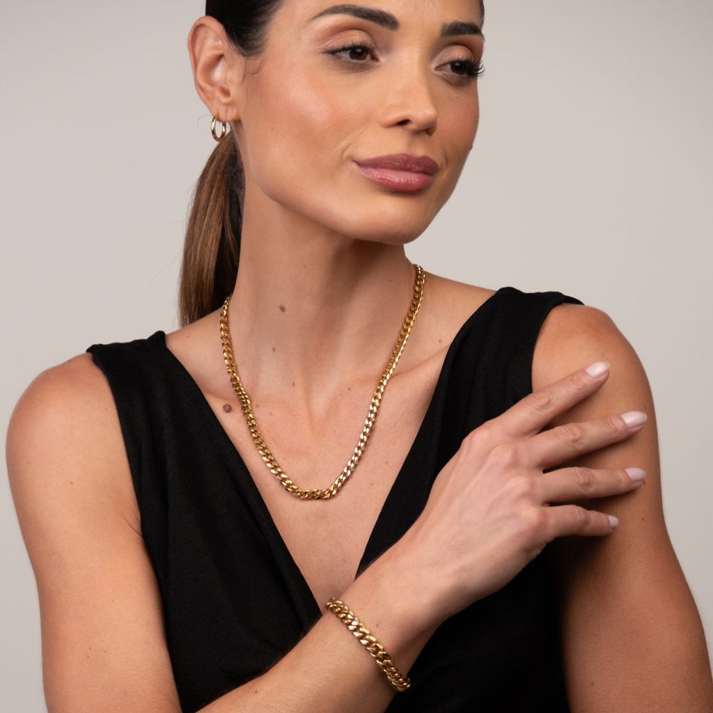 Colar Selenza Corrente Cubana Banhado em Ouro 18K