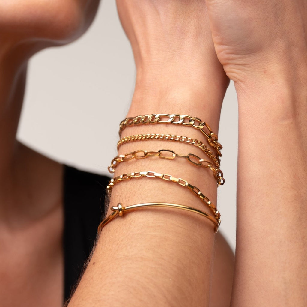Kit Pulseiras Elegance & Bracelete Nó Banhado em Ouro 18K
