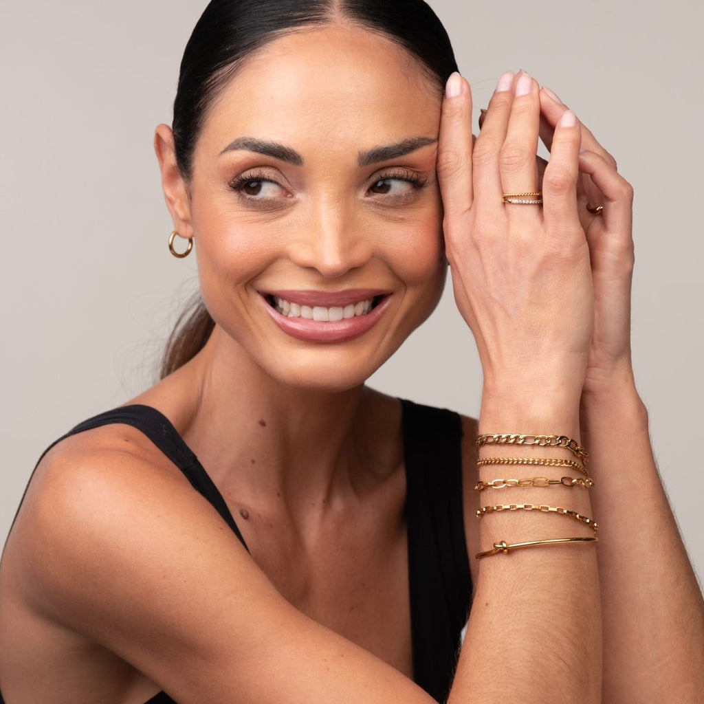 Kit Pulseiras Elegance & Bracelete Nó Banhado em Ouro 18K