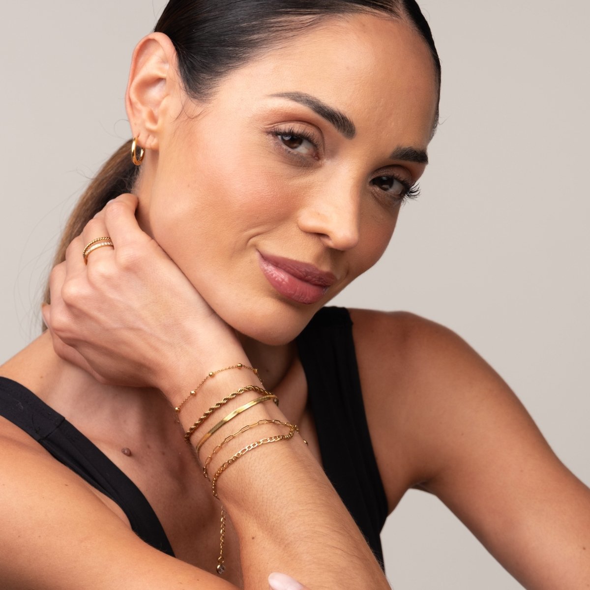 Kit Pulseiras Glamour Zircônias Banhado em Ouro 18K
