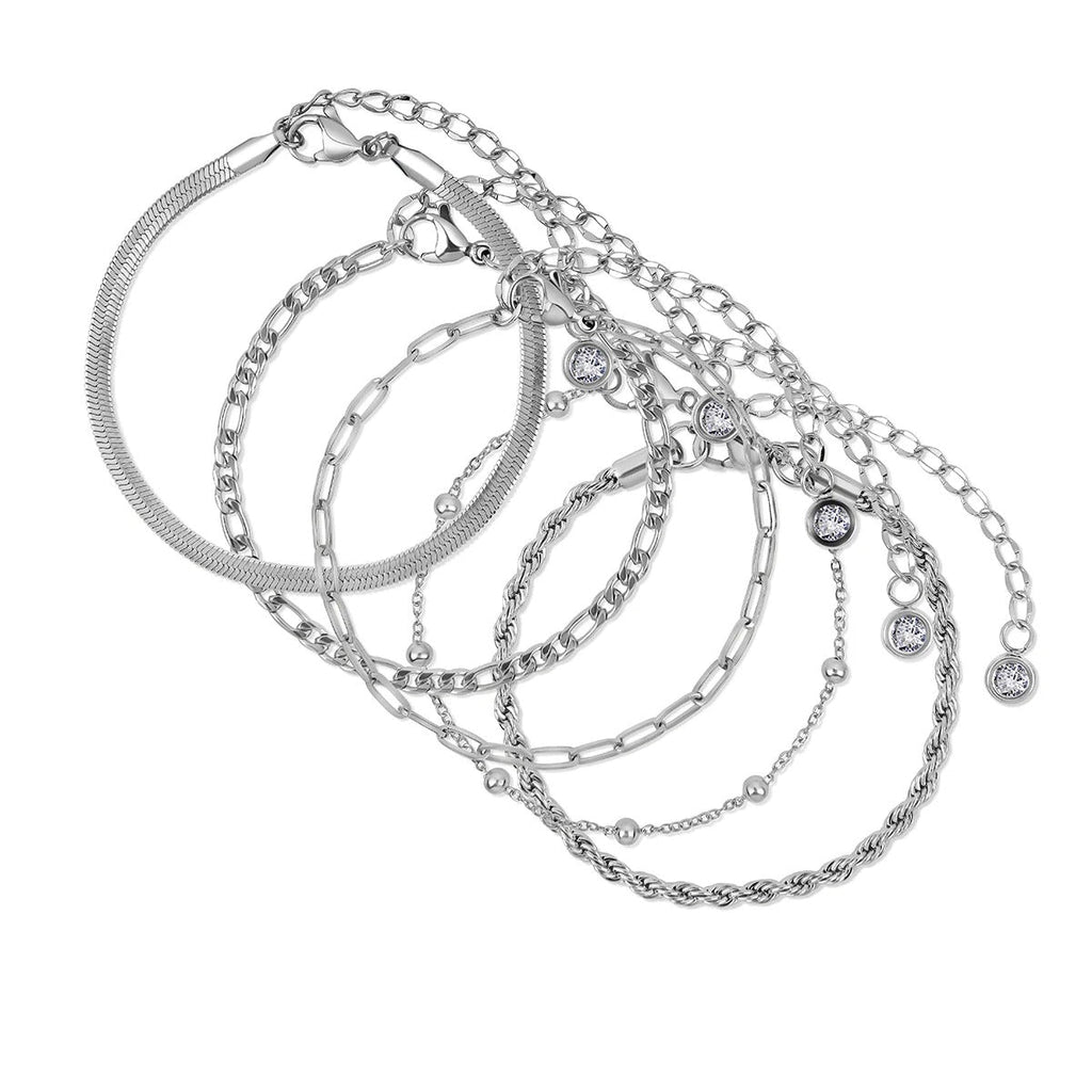 Kit Pulseiras Glamour Zircônias - Prata