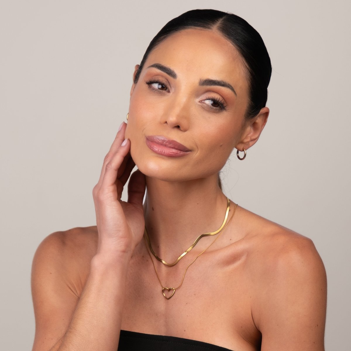 Mix de Colares Coração Minimalista Banhado em Ouro 18K