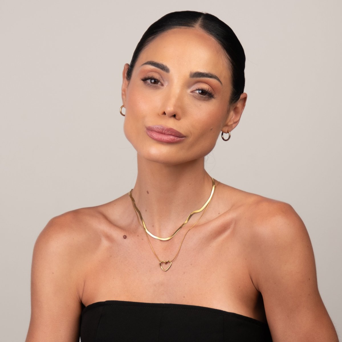 Mix de Colares Coração Minimalista Banhado em Ouro 18K