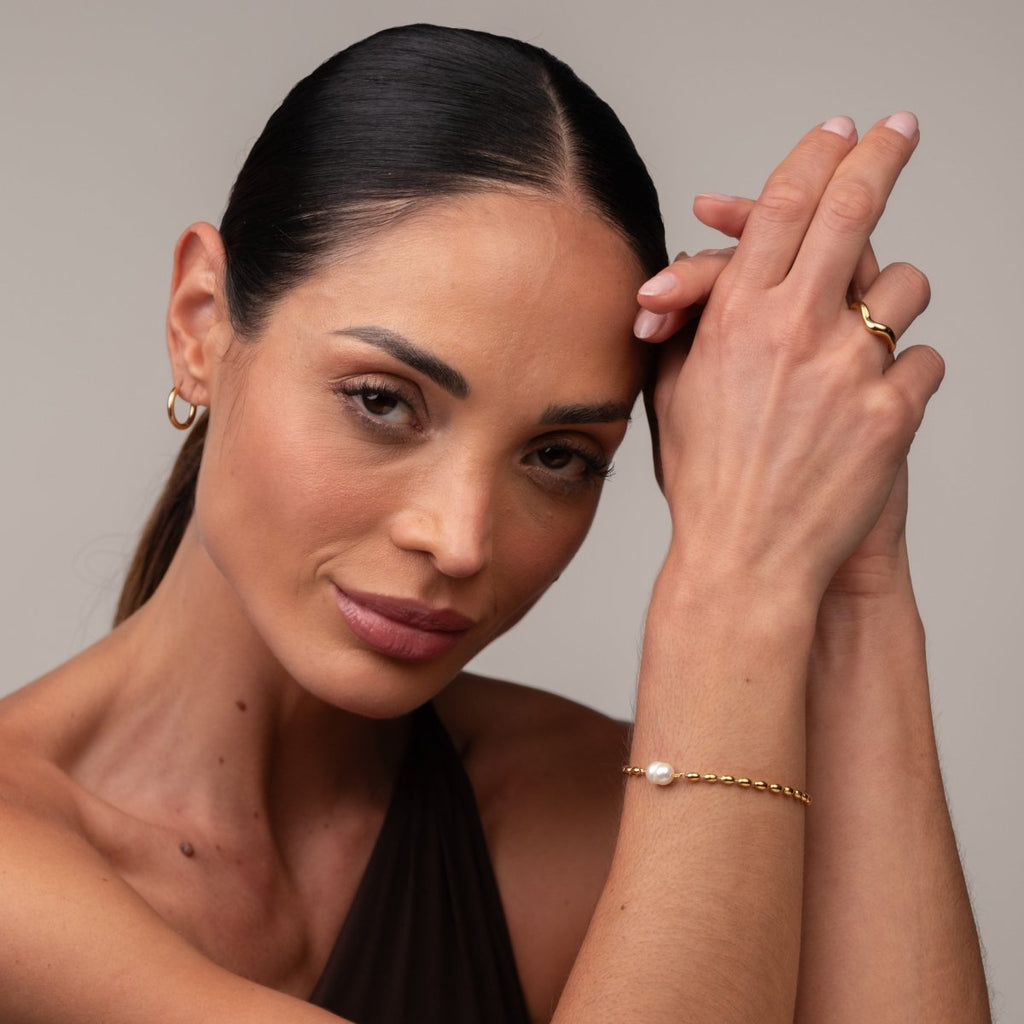 Pulseira Persia Pérola Banhado em Ouro 18k