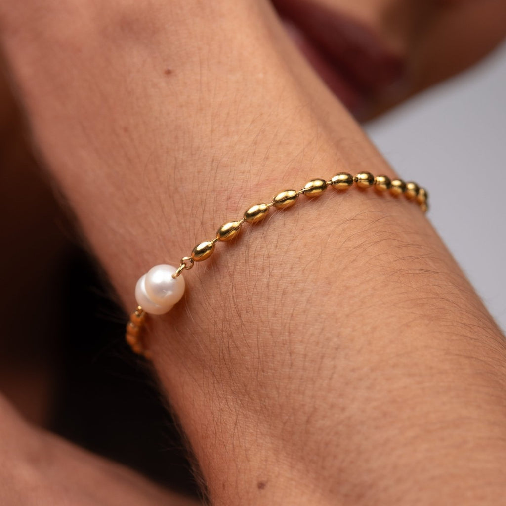 Pulseira Persia Pérola Banhado em Ouro 18k