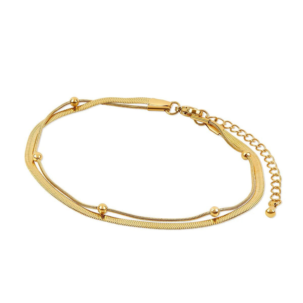 Tornozeleira Dupla Ball Banhada em Ouro 18K